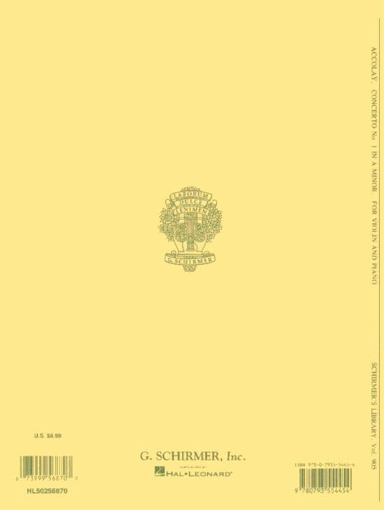 Accolay, J B - Concerto No 1 in A Minor for the Violin - Violin and Piano - arranged by Otto K Schill - G Schirmer, Inc - Image 3