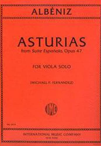 Albeniz, Isaac - Asturias From Suite Espanola Op 47 for Solo Viola - Edited by Michael P Fernandez - International Edition