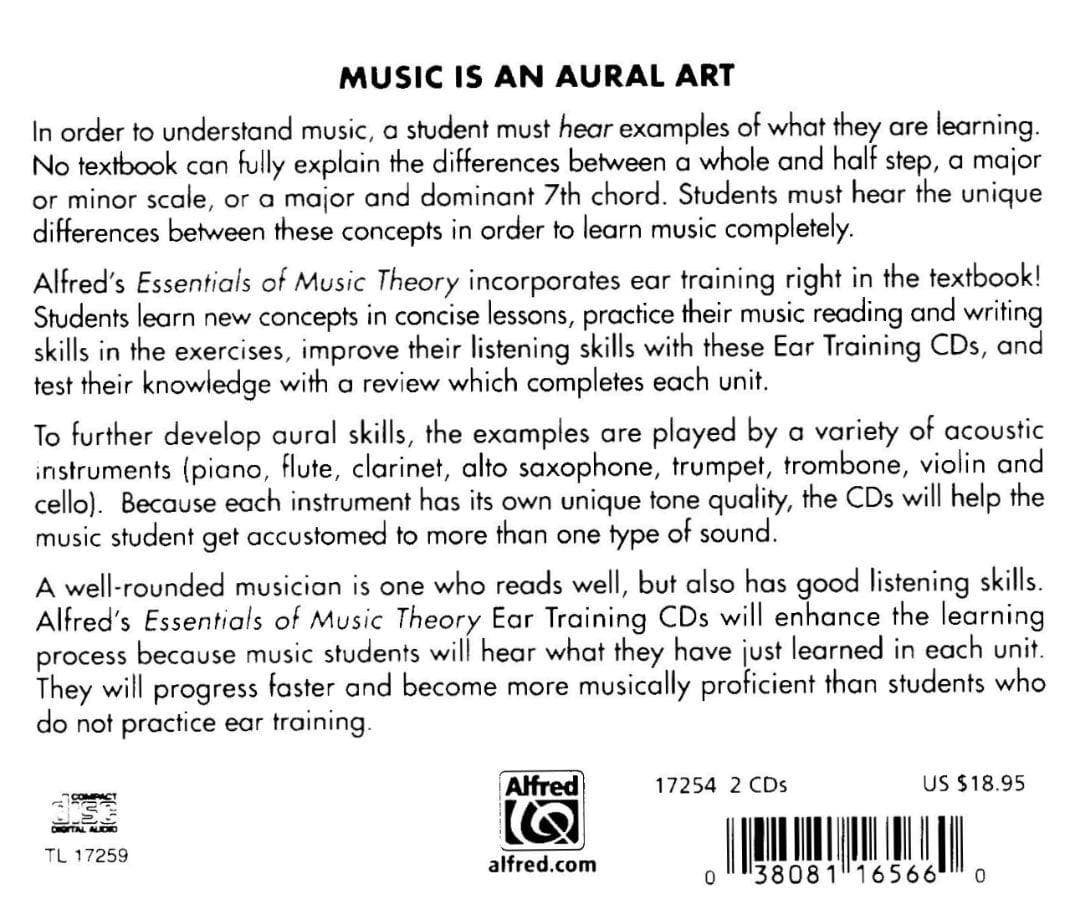 Alfred's Essentials of Music Theory, Ear Training CDs 1 & 2 - for Books 1, 2, & 3 - Audio CD only - Alfred Music Publishing - Image 2