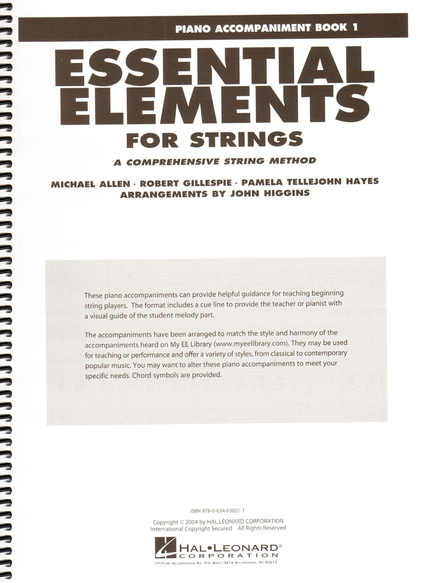 Essential Elements Interactive (formerly 2000) for Strings - Piano Accompaniment Book 1 - by Allen/Gillespie/Hayes - Hal Leonard Publication - Image 2