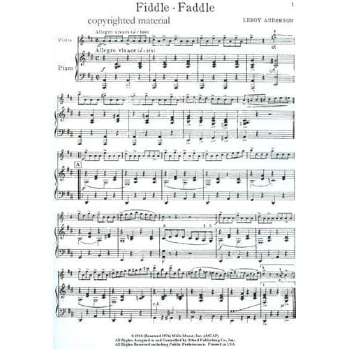 Anderson, Leroy - Fiddle-Faddle - Violin and Piano - Alfred - Image 2