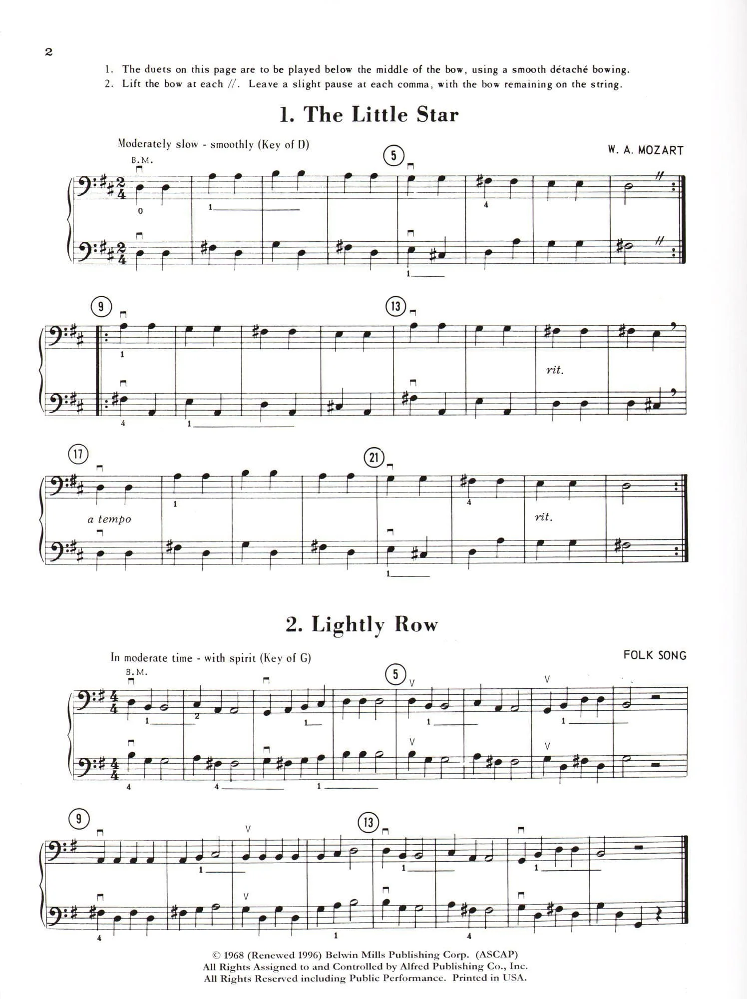 Applebaum, Samuel - Beautiful Music For Two String Instruments - Volume 1 for Double Bass - Belwin/Mills Publication - Image 2