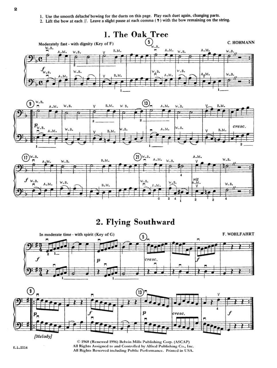 Applebaum, Samuel - Beautiful Music For Two String Instruments - Volume 2 for Double Bass - Belwin/Mills Publication - Image 2