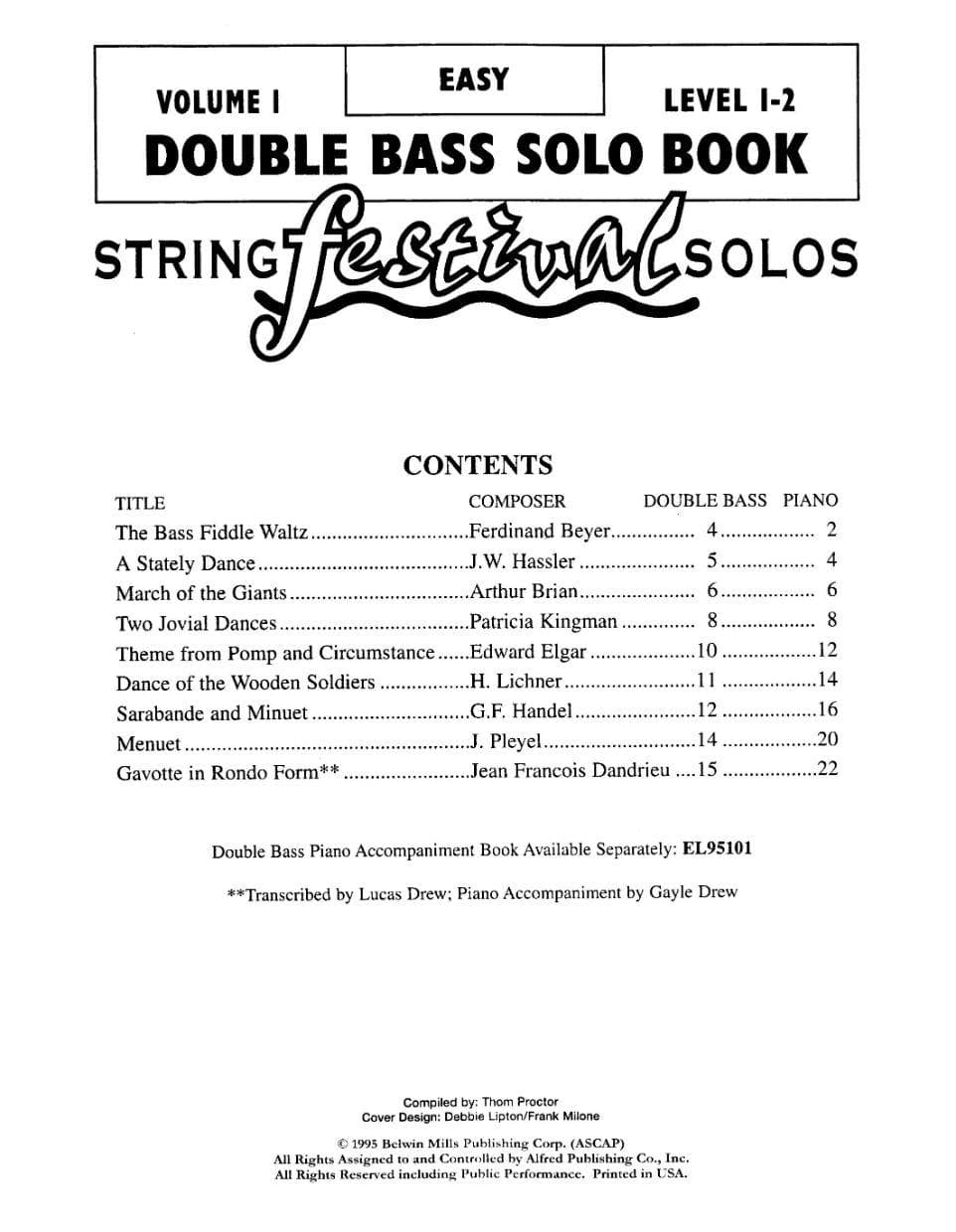 Applebaum, Samuel - String Festival Solos - Volume 1 for Double Bass - Belwin/Mills Publication - Image 2