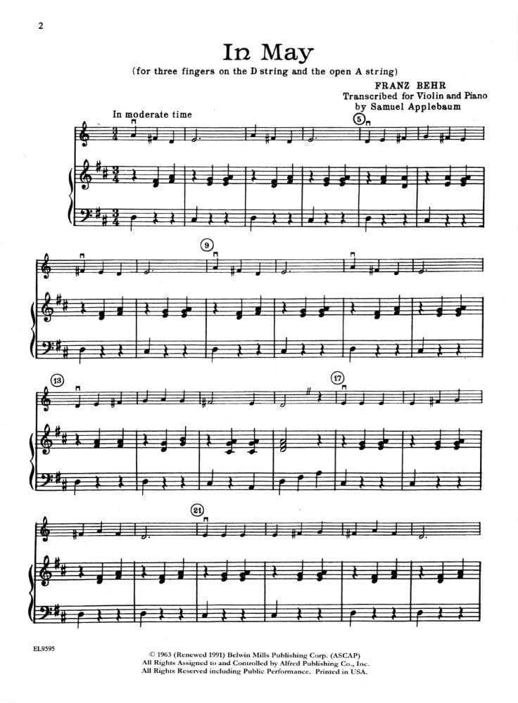 Applebaum, Samuel - String Festival Solos - Volume 1 Piano Accompaniment for Violin - Belwin/Mills Publication - Image 3
