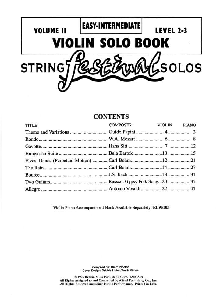 Applebaum, Samuel - String Festival Solos - Volume 2 for Violin - Belwin/Mills Publication - Image 2