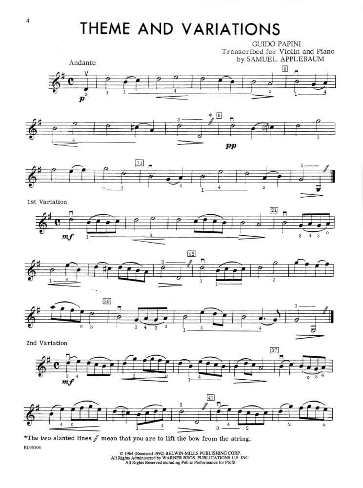 Applebaum, Samuel - String Festival Solos - Volume 2 for Violin - Belwin/Mills Publication - Image 3
