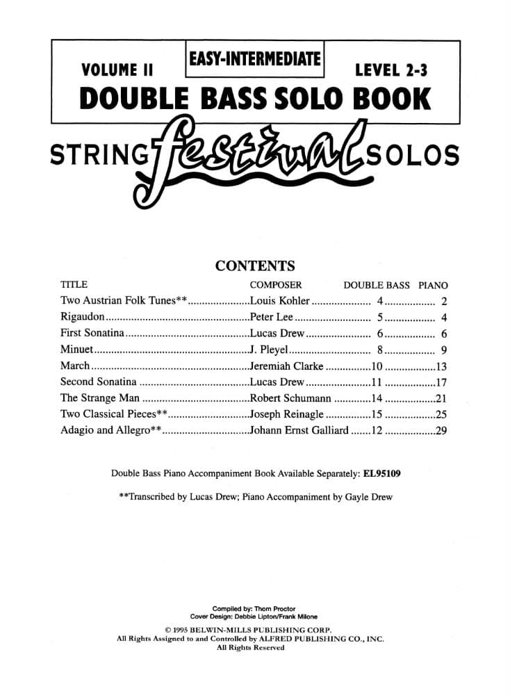 Applebaum, Samuel - String Festival Solos - Volume 2 for Double Bass - Belwin/Mills Publication - Image 2