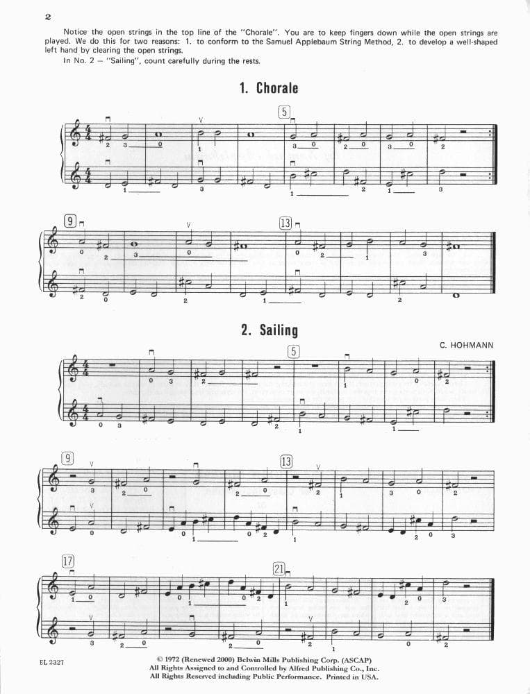 Applebaum, Samuel - Chamber Music for 2 String Instruments - Book 1 for Violin - Belwin/Mills Publication - Image 2