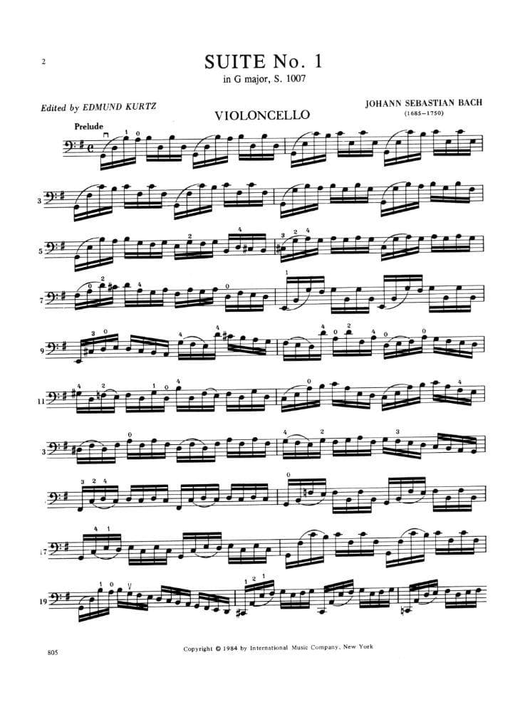 Bach, JS - 6 Suites BWV 1007 1012 for Cello - Arranged by Kurtz - International Edition - Image 3