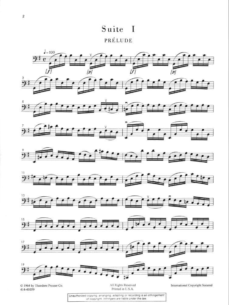 Bach, JS - 6 Cello Suites BWV 1007 for Cello - Arranged by Markevitch - Theodore Presser Publication - Image 3
