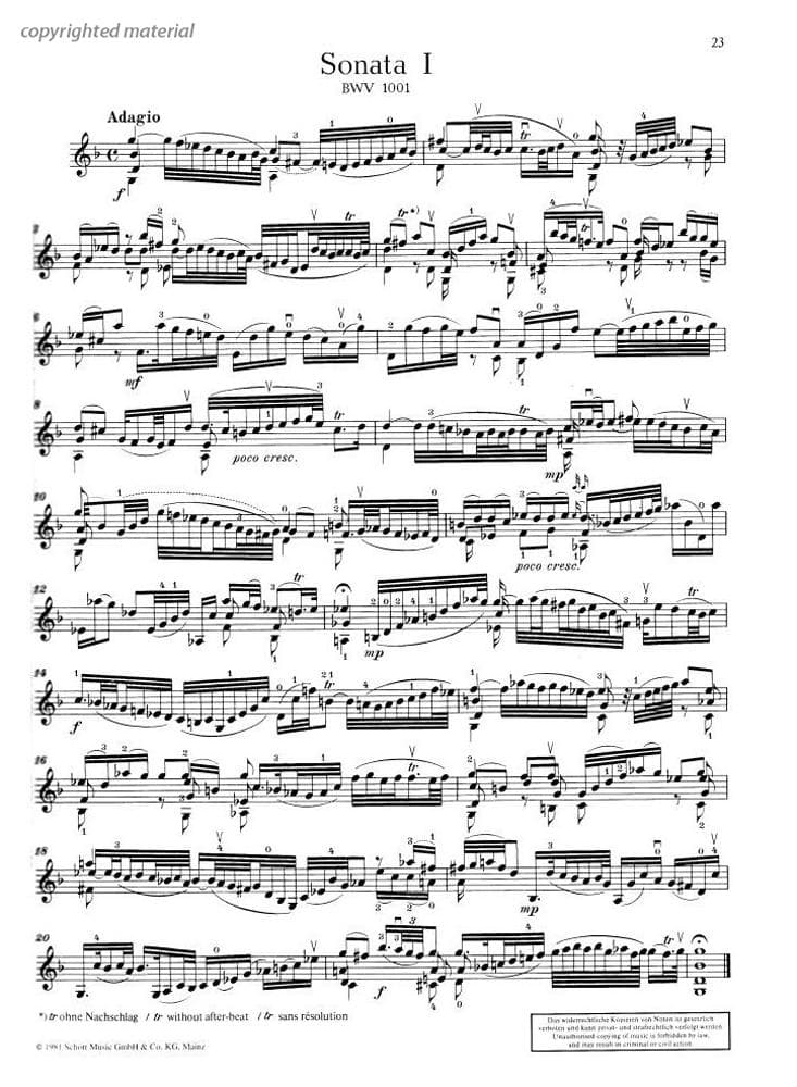Bach, JS - 6 Sonatas and Partitas, BWV 1001-1006 - Solo Violin - edited by Henryk Szeryng - Schott Edition - Image 3