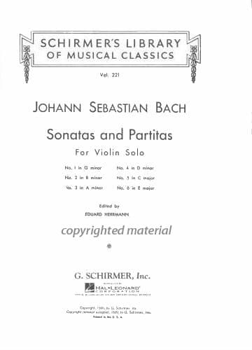 Bach, JS - 6 Sonatas and Partitas, BWV 1001-1006 - Solo Violin - edited by Eduard Herrmann - G Schirmer Edition - Image 2