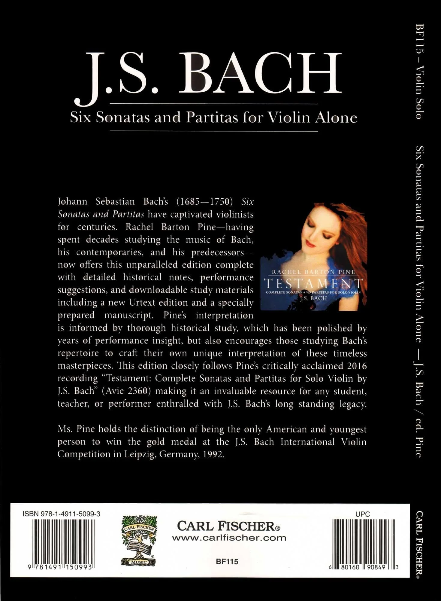 Bach, J.S. - Six Sonatas and Partitas for Violin Alone - Edited by Rachel Barton Pine - Carl Fischer - Image 5