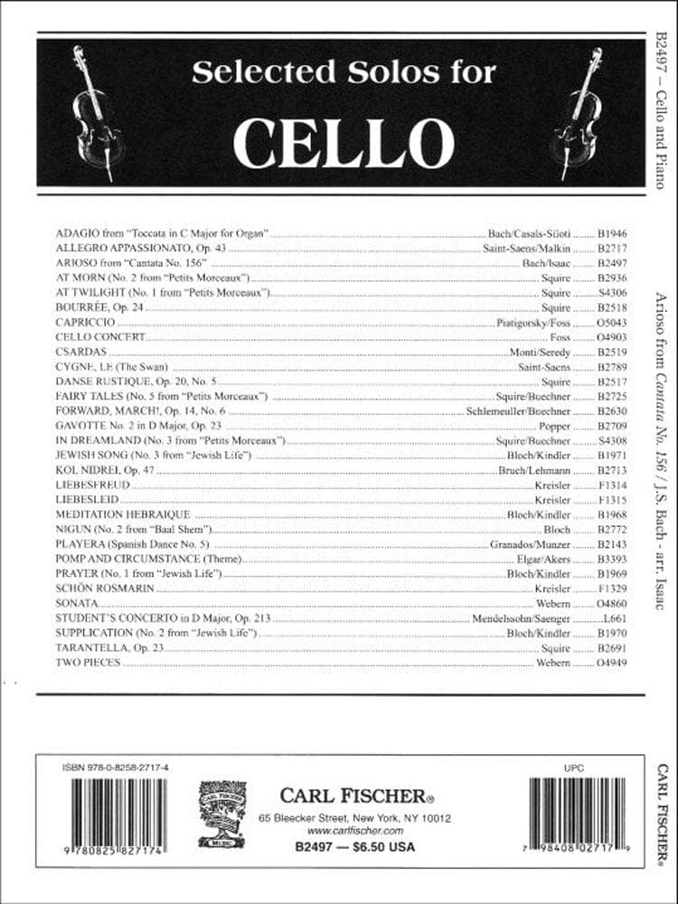 Bach, JS - Arioso from Cantata No 156 for Cello and Piano - Arranged by Isaac - Fischer Edition - Image 3