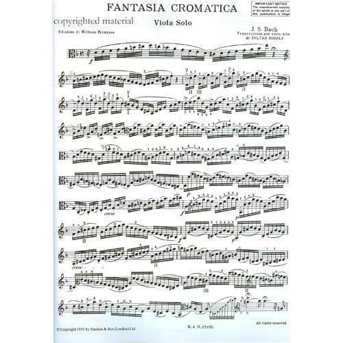 Bach, JS - Chromatic Fantasy, BWV 903 - Viola solo - transcribed by Zoltán Kodály - Boosey & Hawkes Edition - Image 2