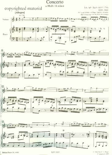 Bach, JS - Concerto in A Minor, BWV 1041 - for Violin and Piano - edited by David Oistrakh - Peters Edition - Image 2