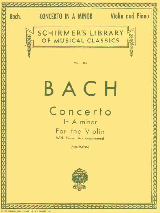 Bach, JS - Violin Concerto No 1 in A Minor, BWV 1041 - Violin and Piano - edited by Herrmann - Schirmer