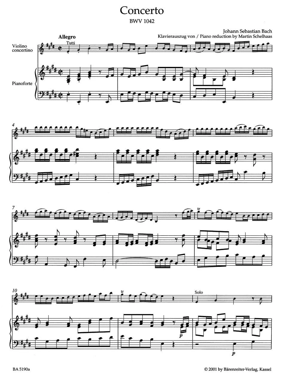 JS Bach - Violin Concerto No 2 in E Major, BWV 1042 - Violin and Piano - Andrew Manze - Barenreiter - Image 2