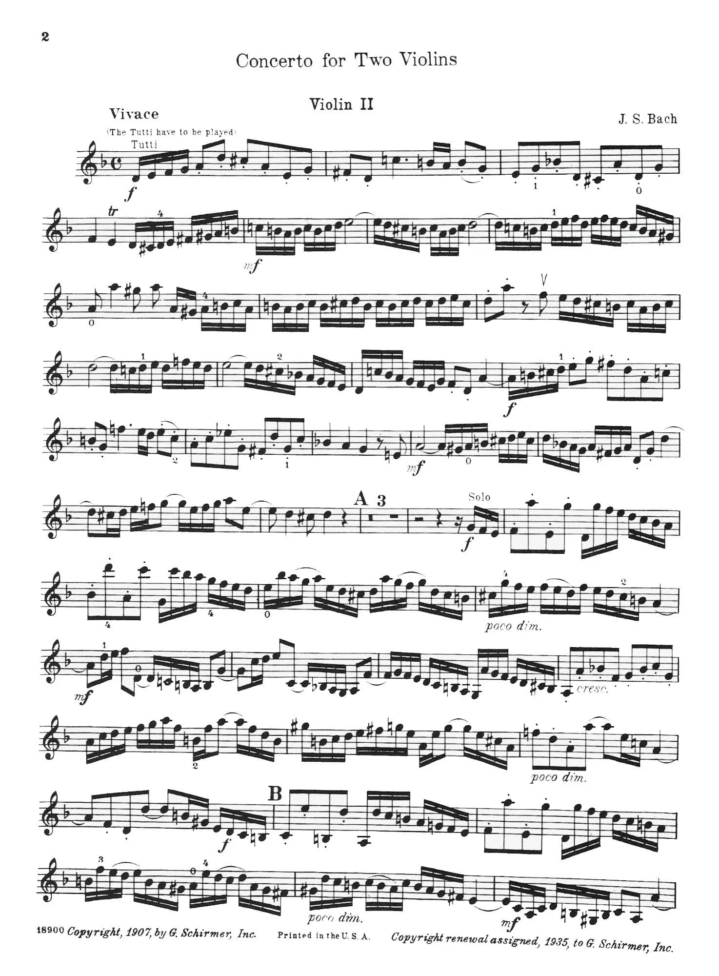 Bach, JS - Double Concerto in d minor, BWV 1043 - Two Violins and Piano - edited by Herrmann - Schirmer Edition - Image 3