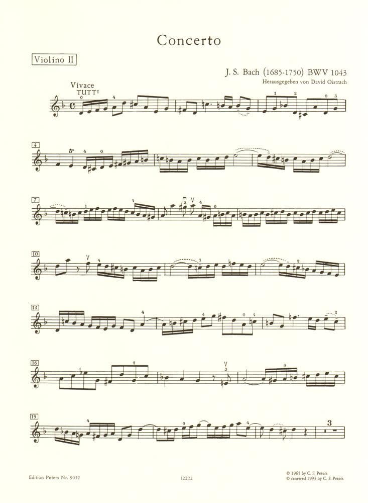 Bach, JS - Double Concerto in d minor, BWV 1043 - Two Violins and Piano - edited by Oistrakh - Edition Peters - Image 4