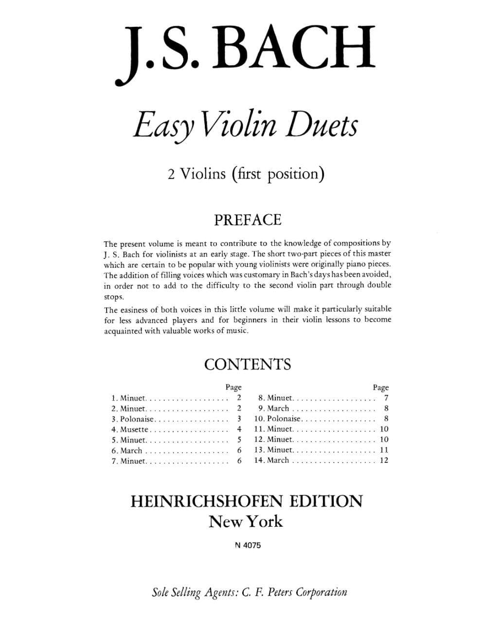 Bach, JS - Easy Violin Duets for Two Violins - Heinrichshofen's Verlag Edition - Image 2