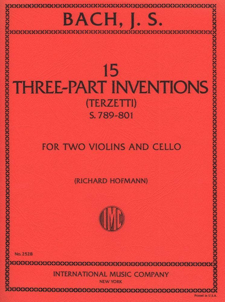 Bach, JS - 15 Three Part Inventions BWV 787801 for Two Violins and Cello - Arranged by Hofmann - International Edition
