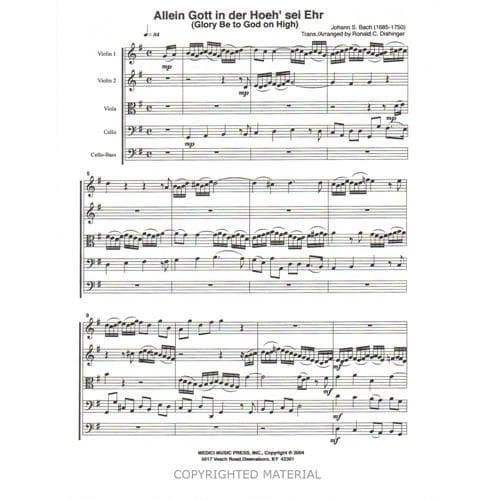 Bach, JS - Glory be to God on High BWV 664 - Medici Music Press Publication - Image 2