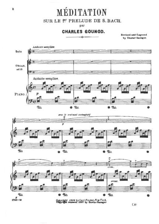 Charles Gounod - Meditation on the First Prelude of JS Bach (Ave Maria) - Violin and Piano - Saenger - Image 2
