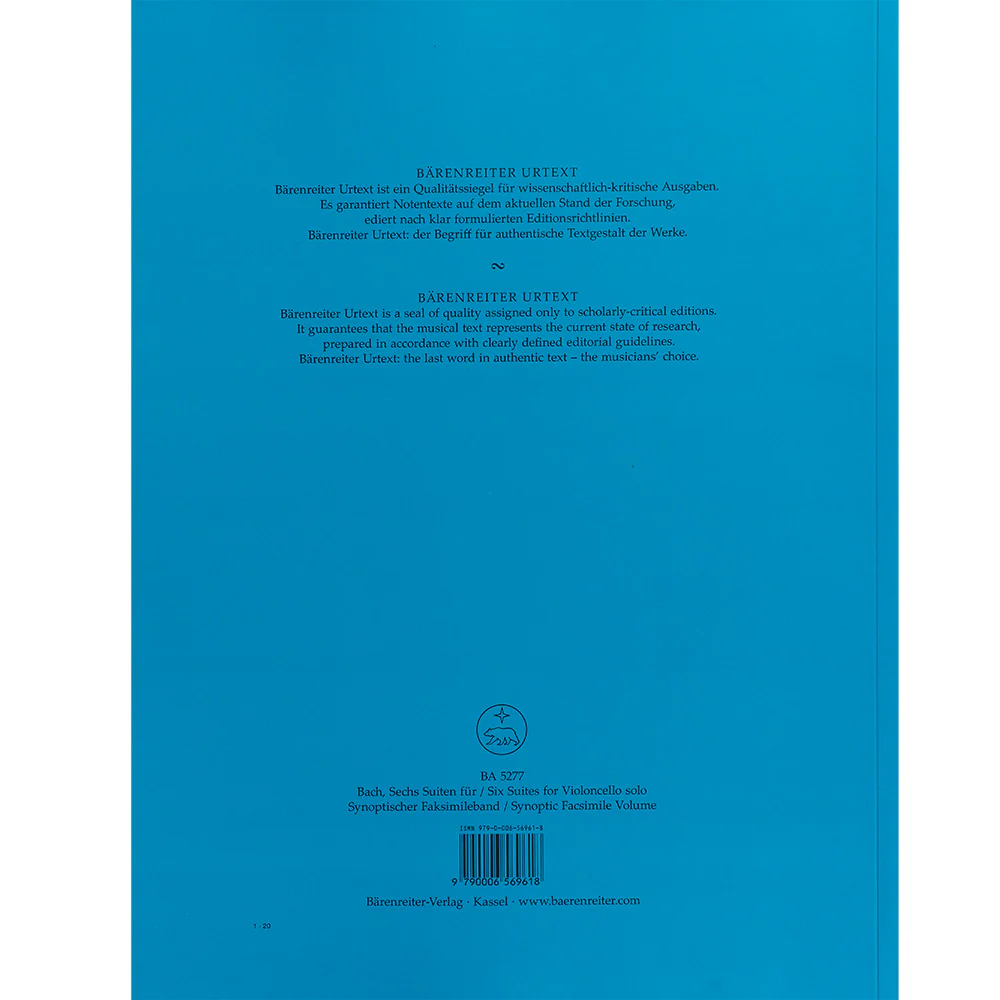 Bach, Johann Sebastian - Six Suites for Violoncello solo BWV 1007-1012 - Synoptic Facsimile Volume - Image 4
