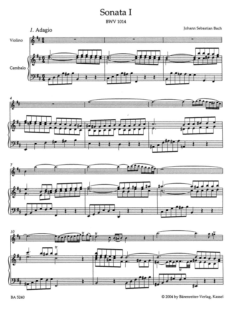 Bach, JS - Six Sonatas, BVW 1014-1019 - Violin and Piano - edited by Peter Wollny and Andrew Manze - Bärenreiter Verlag URTEXT - Image 9