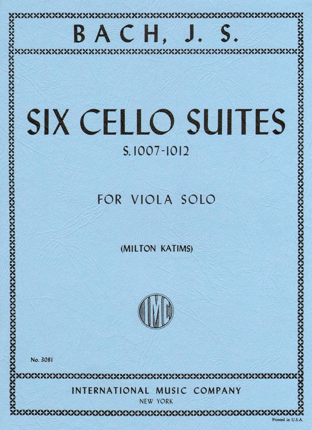 Bach, JS - 6 Cello Suites, BWV 1007-1012 - Viola solo - arranged by Milton Katims - International Music Company