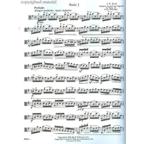 Bach, JS - 6 Suites, BWV 1007-1012 - Viola solo - arranged by Louis Svečenski - G Schirmer Edition - Image 2