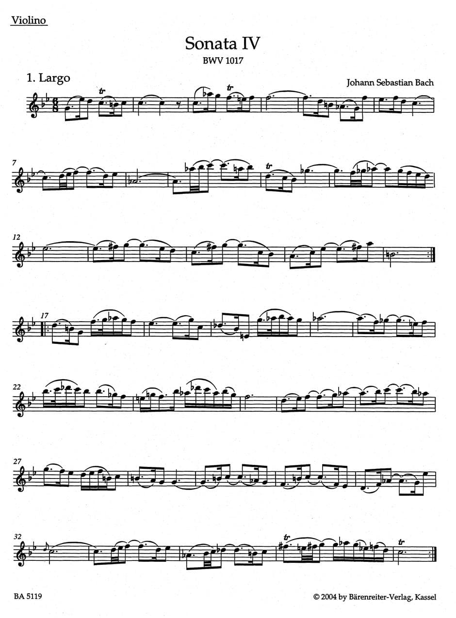 Bach, JS - 6 Sonatas for Violin and Piano, BWV 1017-1019, Volume 2 - edited by Peter Wollny and Andrew Manze - Bärenreiter Verlag URTEXT - Image 3