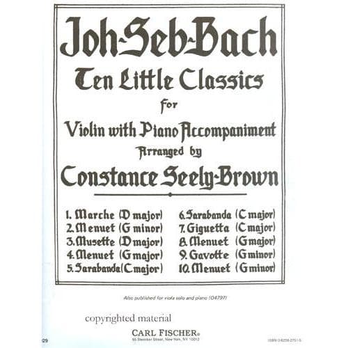 Bach, JS - 10 Little Classics for Violin and Piano - Arranged by Seely-Brown - Fischer Edition - Image 2