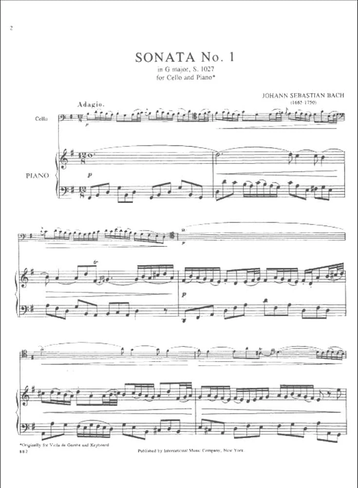 Bach, JS - 3 Sonatas BWV 1027 1029 for Cello and Piano - Arranged by Klengel - International Edition - Image 2