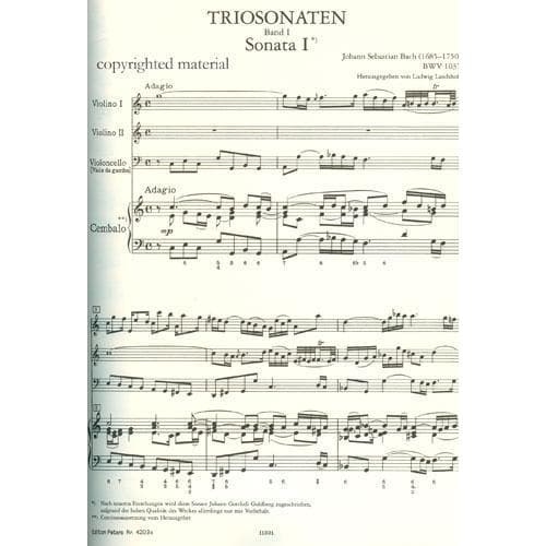 Bach, JS - Trio Sonatas, Volume 1: BWV 1037, 1039 - Two Violins and Piano - edited by Ludwig Landshoff - Edition Peters - Image 3