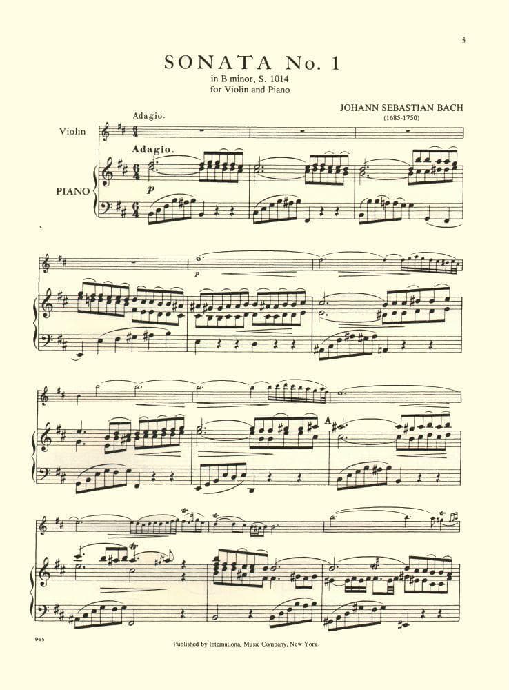 Bach, JS - Sonatas for Violin and Piano Nos 1-3, BWV 1014-1016 - edited by Ferdinand David - International Music Co - Image 3