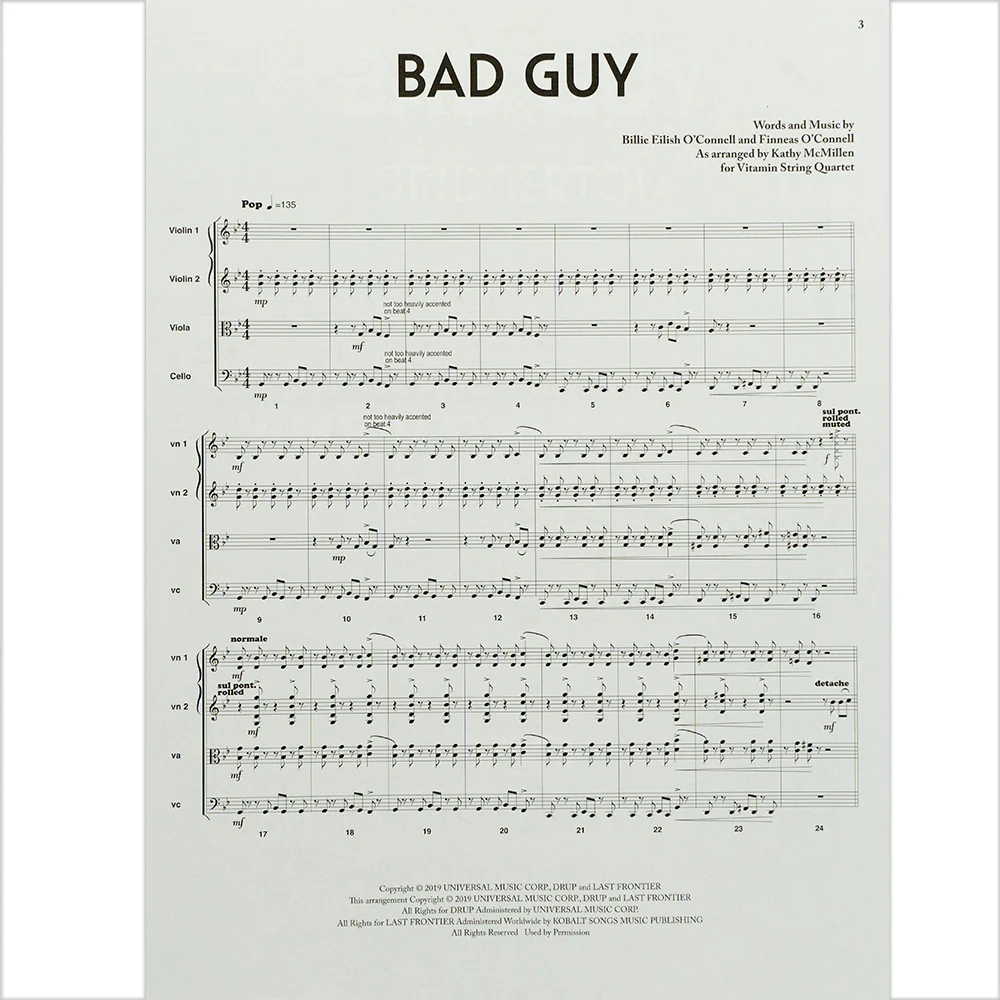 Bad Guy - featured in the Netlix Series Bridgerton - for String Quartet - Softcover - Image 2