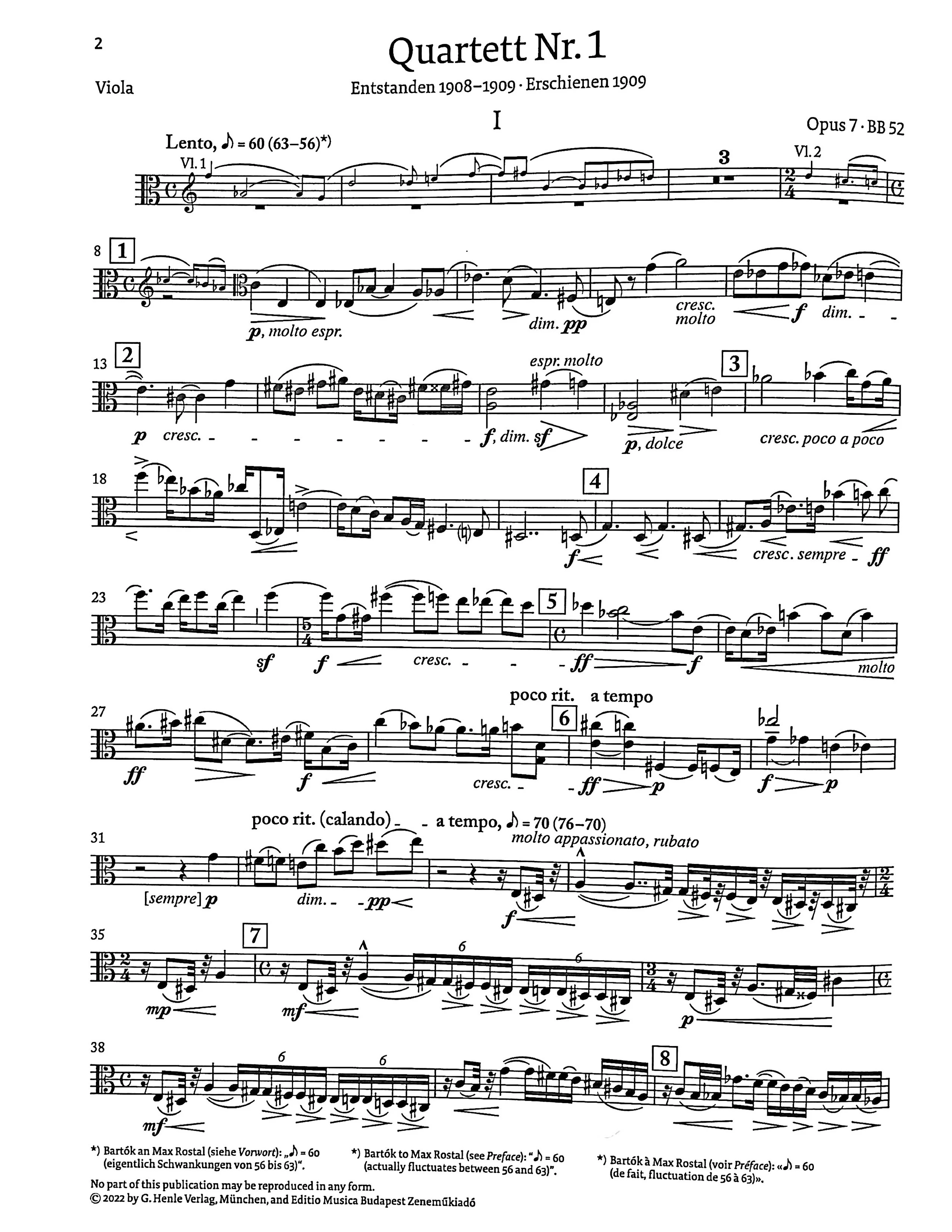 Bartok, Bela - String Quartet no. 1 op. 7 - Edited by Somfai - G. Henle Verlag - Image 4