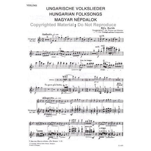 Bartók, Béla - Hungarian Folk Songs - Violin and Piano - Editio Musica Budapest - Image 2