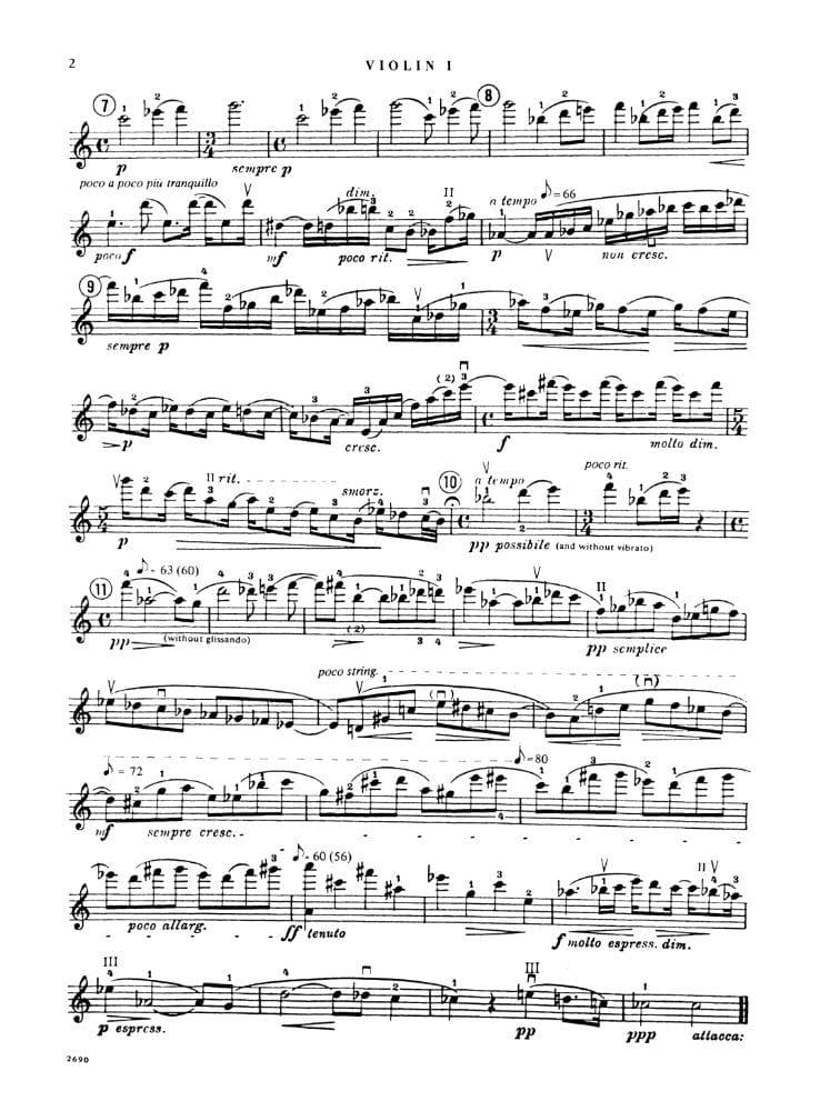 Bartók, Béla - First String Quartet in a minor, Op 7, Sz 52 - Set of Parts - edited by Paolo Borciani - International Music Company - Image 3