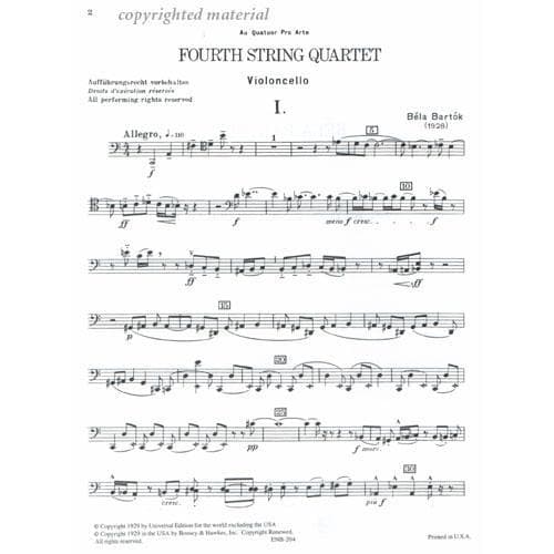 Bartók, Béla - Fourth String Quartet, Sz 95 - Set of Parts - Boosey & Hawkes Edition - Image 5