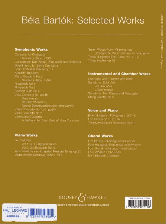 Bartók, Béla - Second Rhapsody, Sz 96a ("Folk Dances") - Violin and Piano - Boosey & Hawkes Edition - Image 3