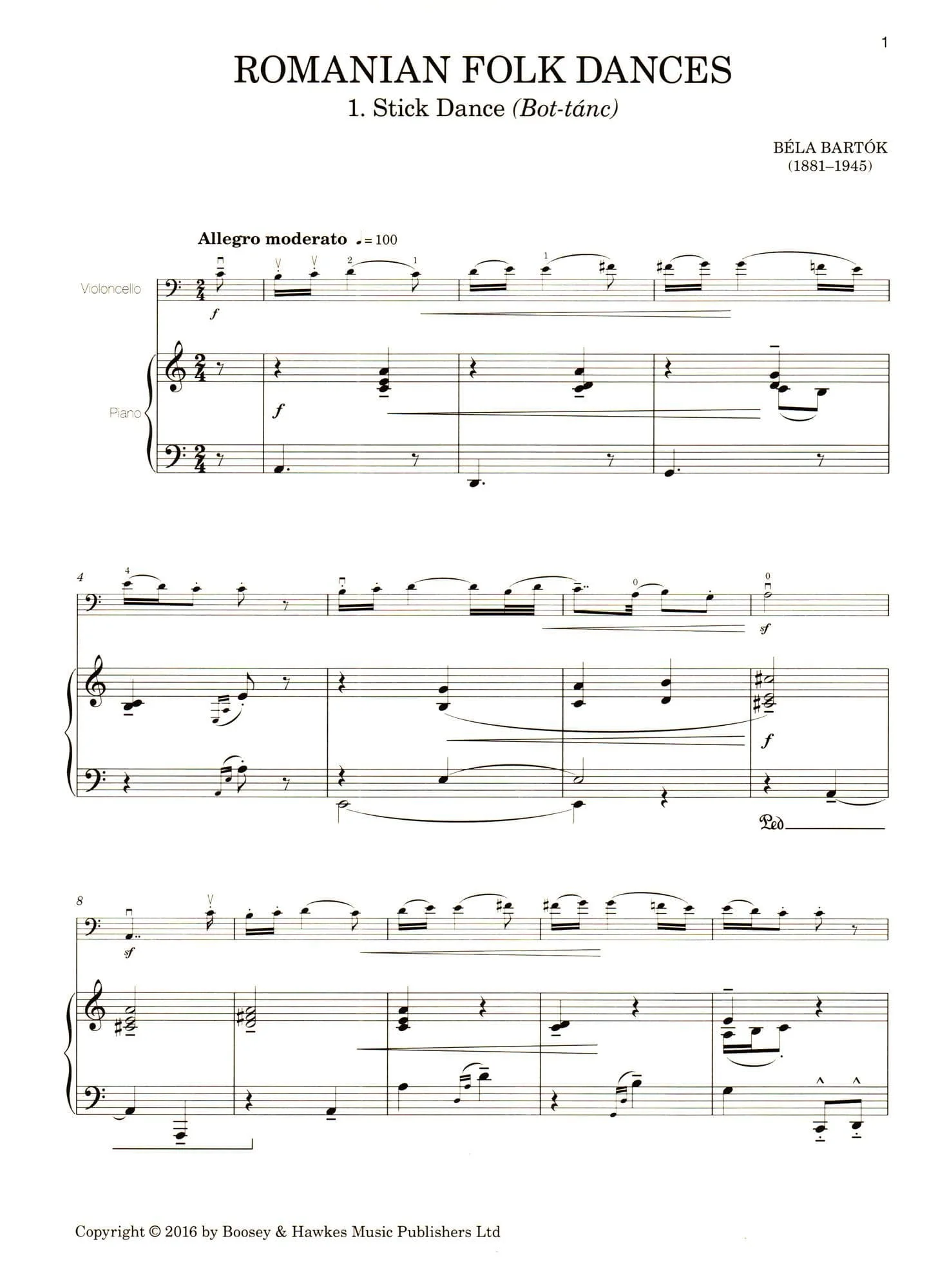 Bartok, Bela - Romanian Folk Dances for Cello (and Piano) - arrangements by Hywel Davies - Boosey & Hawkes - Image 3