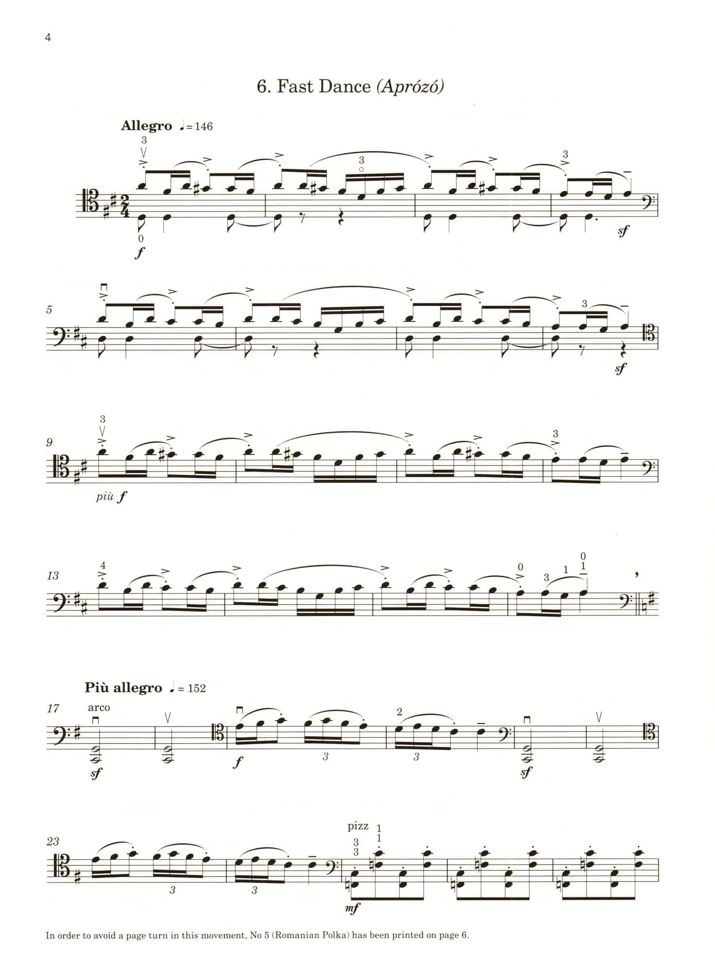 Bartok, Bela - Romanian Folk Dances for Cello (and Piano) - arrangements by Hywel Davies - Boosey & Hawkes - Image 4