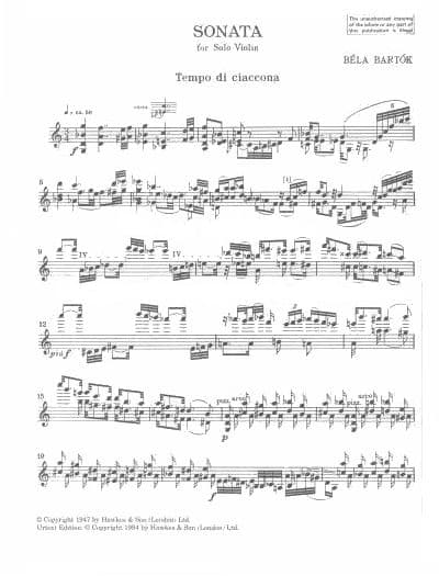 Bela Bartok - Sonata for Solo Violin, Sz 117 - Violin - Boosey and Hawkes - Image 2