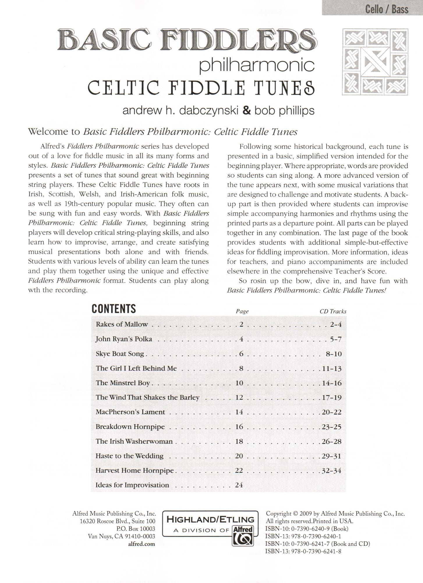 Basic Fiddlers Philharmonic - Celtic Fiddle Tunes - Cello Book - by Dabczynski & Phillips - Alfred Publishing - Image 2