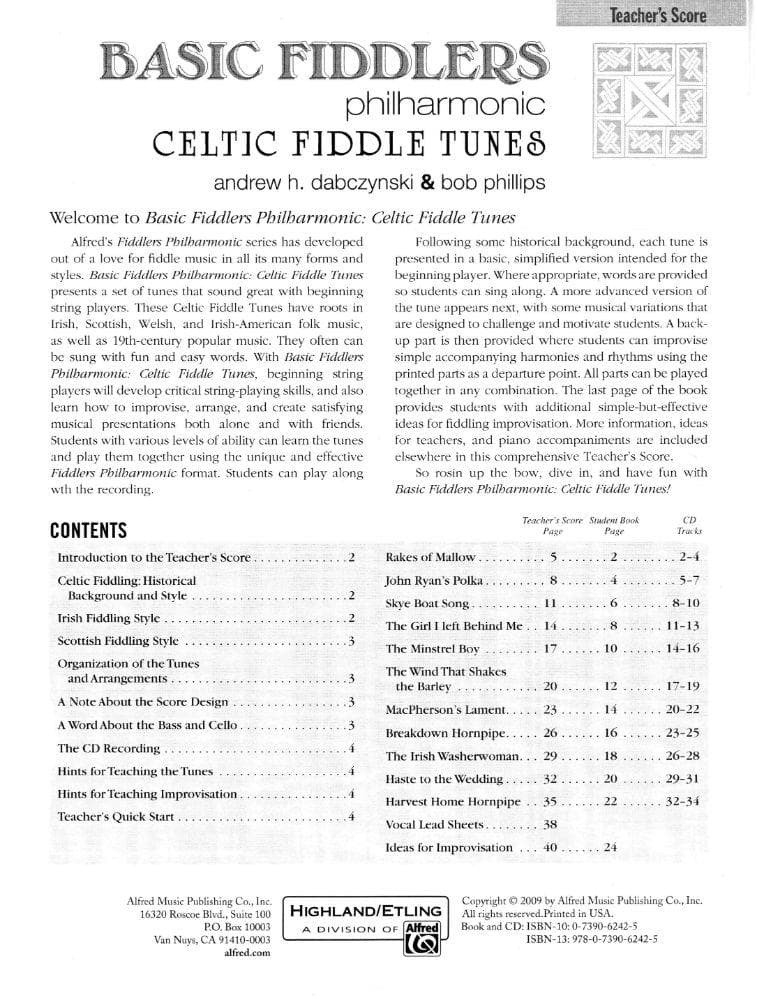 Basic Fiddlers Philharmonic - Celtic Fiddle Tunes - Teacher's Score w/ Piano Part and CD - by Dabczynski & Phillips - Alfred Publishing - Image 2