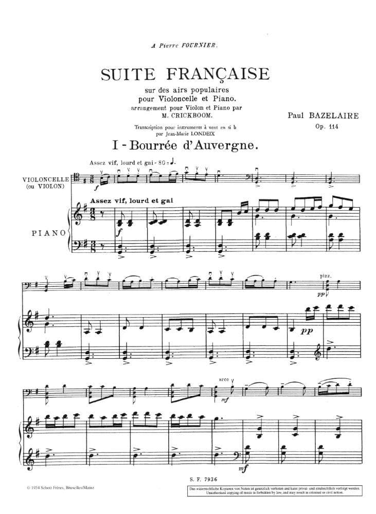 Bazelaire - Suite Francaise Op 114 - Theodore Presser Publication - Image 2